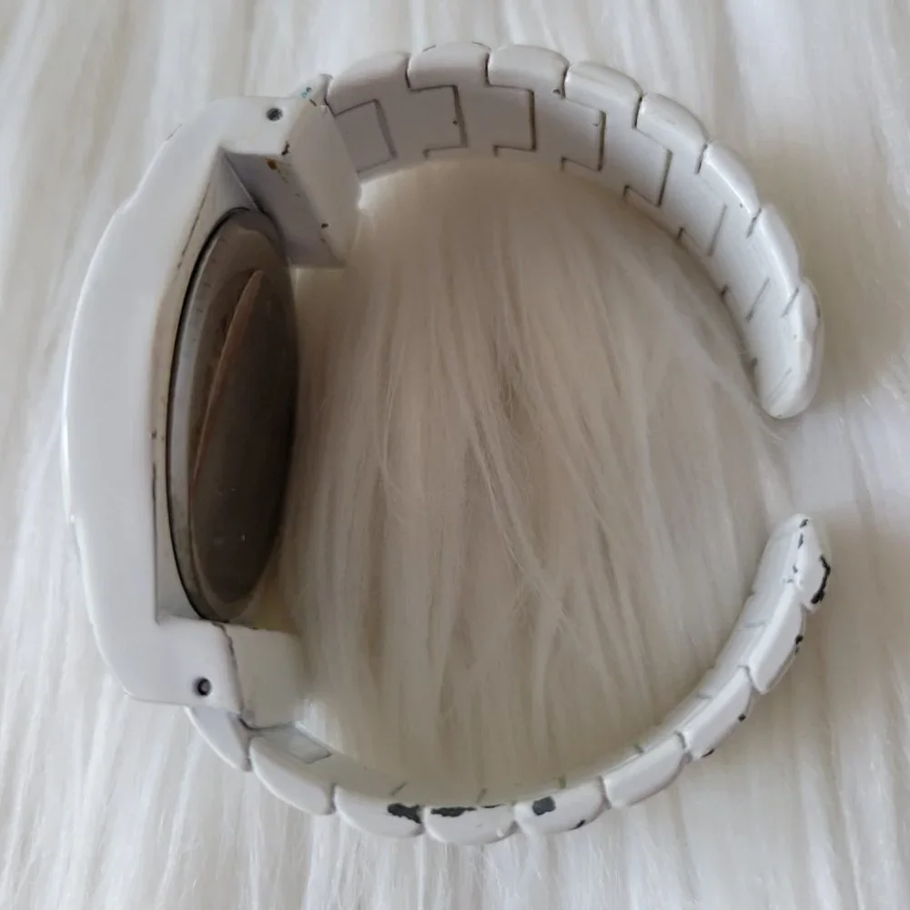 Geneva Platinum Brand White Cuff Bracelet Watch